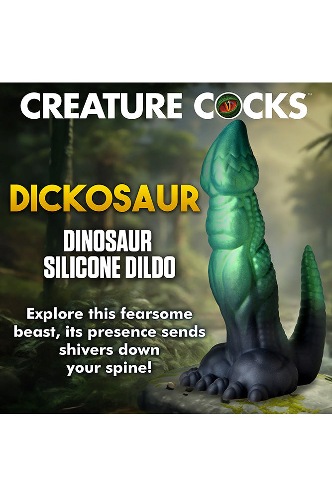XR Brands - Creature Cocks - Dickosaur Dinosaur Silicone Dildo - Green - Stag Shop