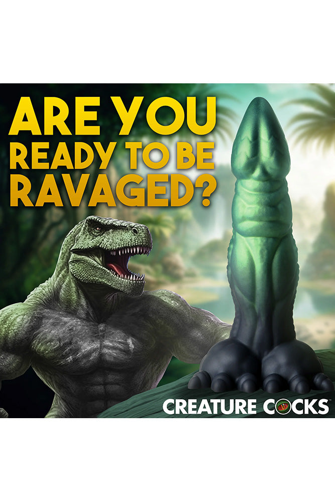 XR Brands - Creature Cocks - Dickosaur Dinosaur Silicone Dildo - Green - Stag Shop
