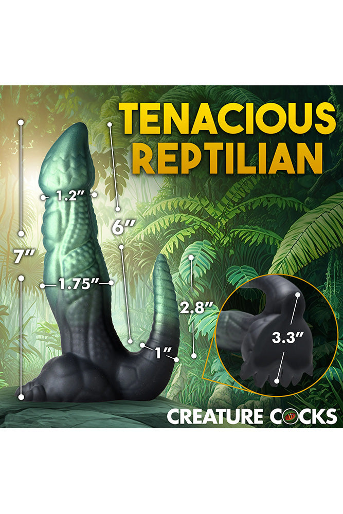 XR Brands - Creature Cocks - Dickosaur Dinosaur Silicone Dildo - Green - Stag Shop