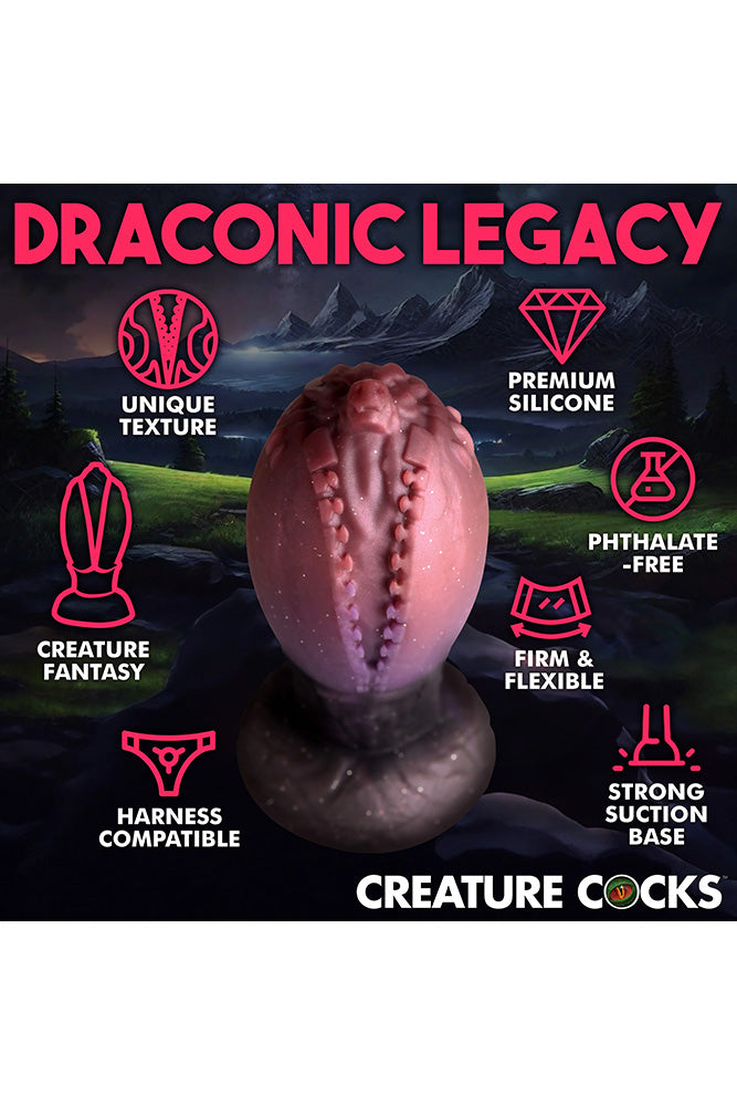 XR Brands - Creature Cocks - Dragon Hatch Silicone Egg Dildo - Multicolour - Various Sizes - Stag Shop