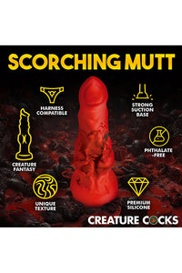 Thumbnail for XR Brands - Creature Cocks - Fire Hound Silicone Dildo - Red - Various Sizes