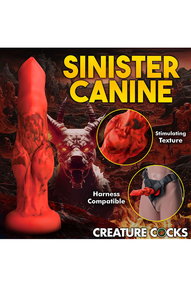 XR Brands - Creature Cocks - Fire Hound Silicone Dildo - Red - Various Sizes - Stag Shop
