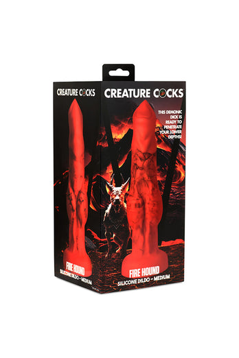 XR Brands - Creature Cocks - Fire Hound Silicone Dildo - Red - Various Sizes - Stag Shop