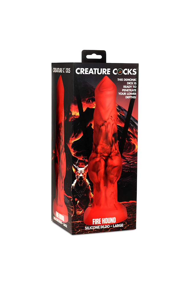 XR Brands - Creature Cocks - Fire Hound Silicone Dildo - Red - Various Sizes - Stag Shop