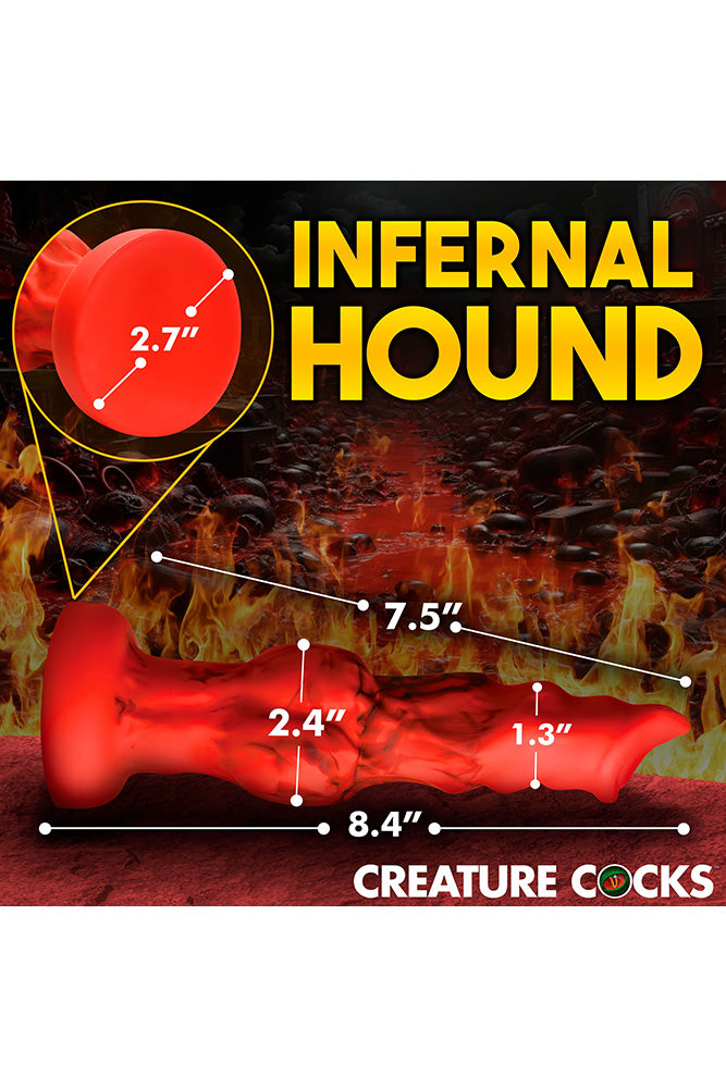 XR Brands - Creature Cocks - Fire Hound Silicone Dildo - Red - Various Sizes - Stag Shop