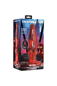 Thumbnail for XR Brands - Creature Cocks - Hell Wolf Thrusting & Vibrating Silicone Dildo - Red