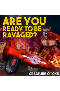 Thumbnail for XR Brands - Creature Cocks - Hell Wolf Thrusting & Vibrating Silicone Dildo - Red