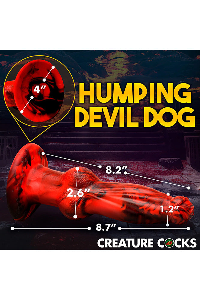 XR Brands - Creature Cocks - Hell Wolf Thrusting & Vibrating Silicone Dildo - Red - Stag Shop