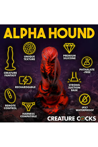 Thumbnail for XR Brands - Creature Cocks - Hell Wolf Thrusting & Vibrating Silicone Dildo - Red