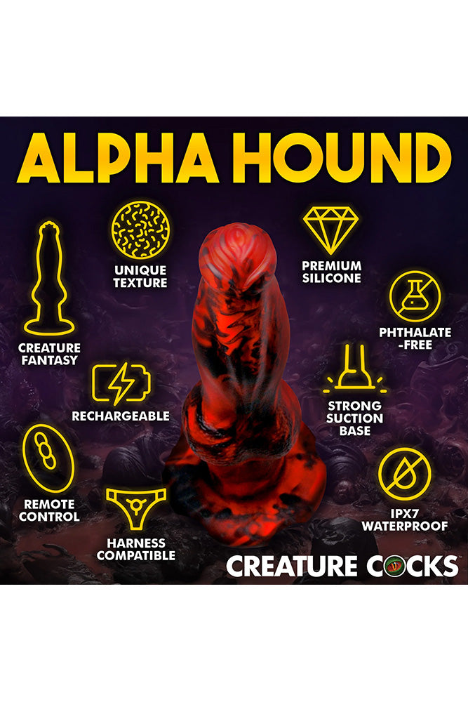 XR Brands - Creature Cocks - Hell Wolf Thrusting & Vibrating Silicone Dildo - Red - Stag Shop