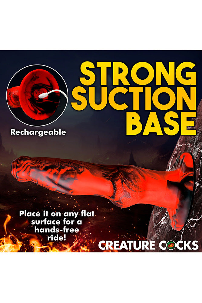 XR Brands - Creature Cocks - Hell Wolf Thrusting & Vibrating Silicone Dildo - Red - Stag Shop