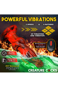 Thumbnail for XR Brands - Creature Cocks - Hell Wolf Thrusting & Vibrating Silicone Dildo - Red