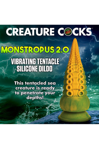 XR Brands - Creature Cocks - Monstropus 2.0 Vibrating Tentacle Silicone Dildo - Multicolour - Stag Shop