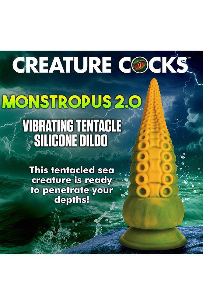 XR Brands - Creature Cocks - Monstropus 2.0 Vibrating Tentacle Silicone Dildo - Multicolour - Stag Shop