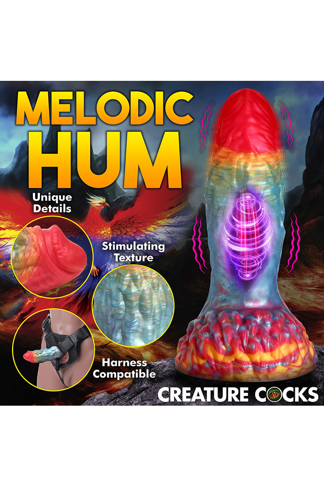 XR Brands - Creature Cocks - Rainbow Phoenix Vibrating Silicone Dildo - Multicolour - Stag Shop