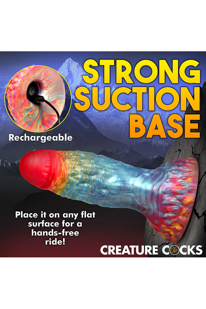XR Brands - Creature Cocks - Rainbow Phoenix Vibrating Silicone Dildo - Multicolour - Stag Shop