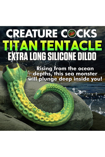 XR Brands - Creature Cocks - Titan Tentacle Extra Long Silicone Dildo - Green - Stag Shop