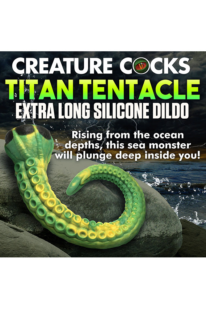 XR Brands - Creature Cocks - Titan Tentacle Extra Long Silicone Dildo - Green - Stag Shop