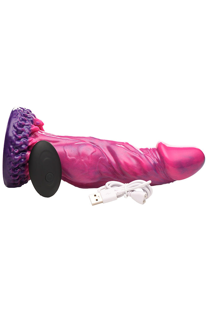 XR Brands - Creature Cocks - Xenox Remote Control Vibrating Silicone Dildo - Hot Pink - Stag Shop