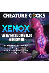 XR Brands - Creature Cocks - Xenox Remote Control Vibrating Silicone Dildo - Hot Pink - Stag Shop