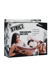 XR Brands - Strict - Deluxe Thigh Sling With Wrist Cuffs - Black - Stag Shop