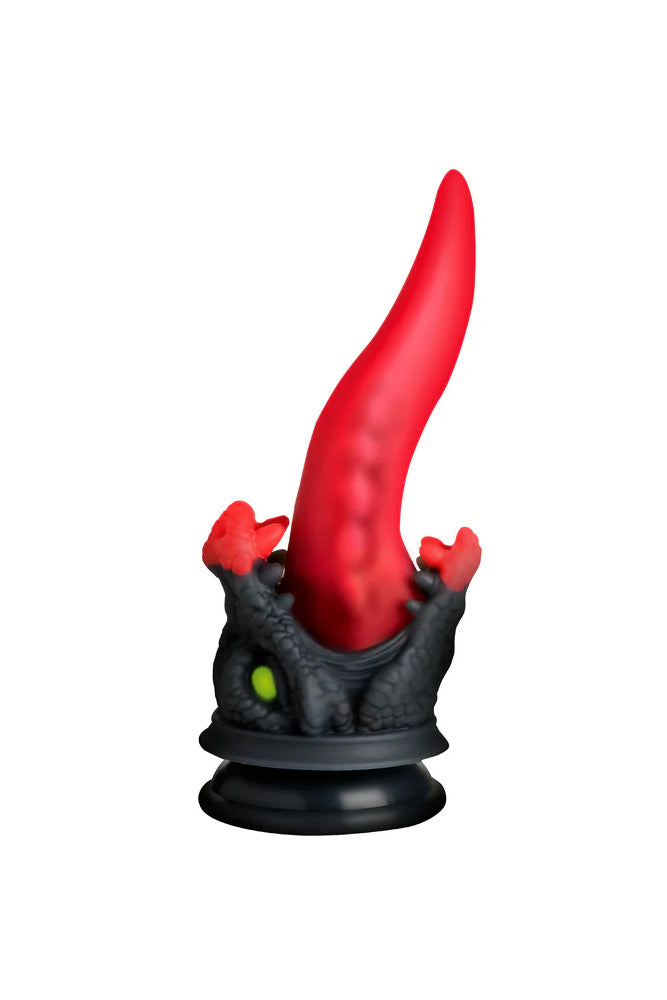 XR Brands - Creature Cocks - Dragon Roar Silicone Dildo - Red/Black