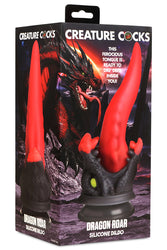 XR Brands - Creature Cocks - Dragon Roar Silicone Dildo - Red/Black - Stag Shop
