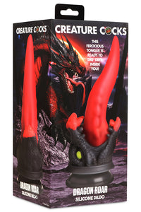 Thumbnail for XR Brands - Creature Cocks - Dragon Roar Silicone Dildo - Red/Black