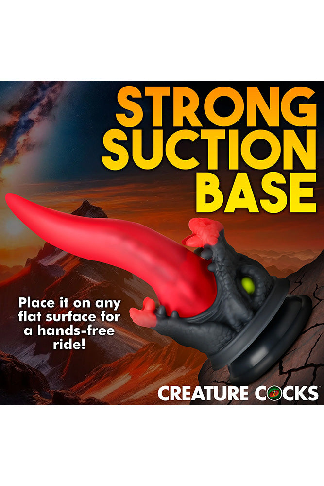 XR Brands - Creature Cocks - Dragon Roar Silicone Dildo - Red/Black - Stag Shop