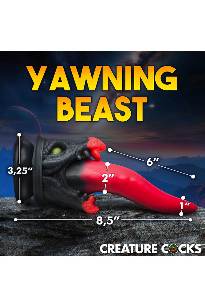XR Brands - Creature Cocks - Dragon Roar Silicone Dildo - Red/Black