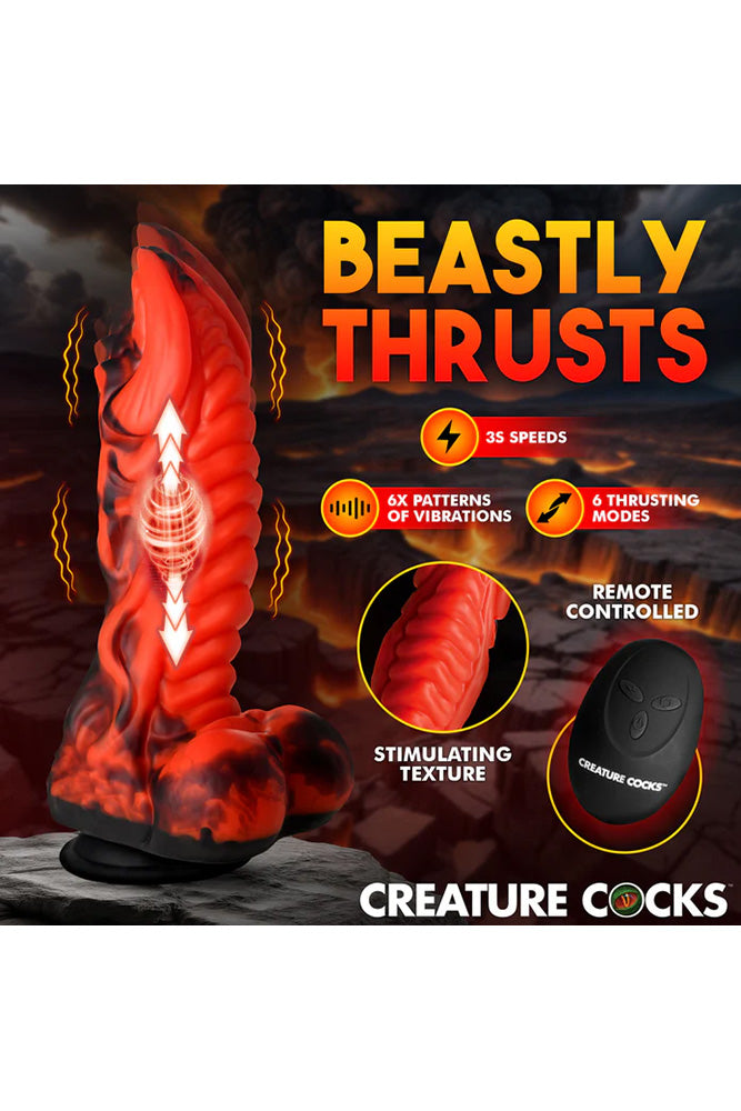 XR Brands - Creature Cocks - Dragon Thrust Thrusting Dildo With Remote - Stag Shop