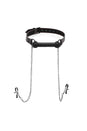 XR Brands - Strict - Silicone Bit Gag with Nipple Clamps - Black - Stag Shop