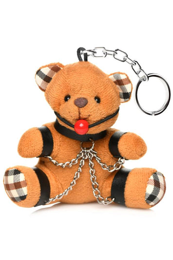 XR Brands - Master Series - Gagged Teddy Bear Keychain - Brown - Stag Shop