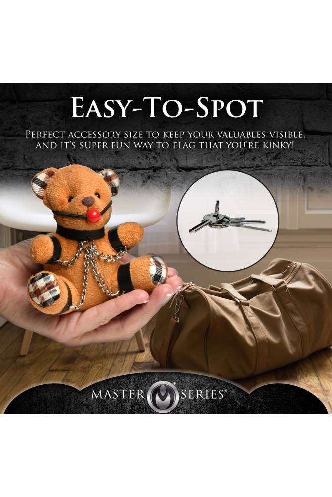 XR Brands - Master Series - Gagged Teddy Bear Keychain - Brown - Stag Shop