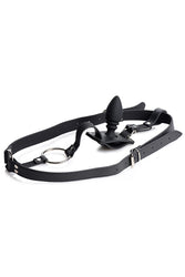 XR Brands - Strict - Cock Ring Harness with Silicone Anal Plug - Black - Stag Shop