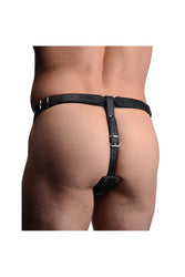 XR Brands - Strict - Cock Ring Harness with Silicone Anal Plug - Black - Stag Shop