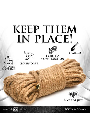 XR Brands - Master Series - Tied Up Ultra Premium Braided Jute Rope - 50ft - Stag Shop