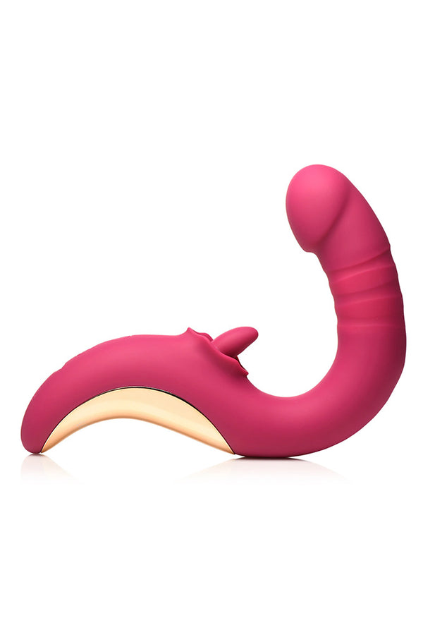 XR Brands - Lickgasm - Tease & Please Thrusting & Licking Dual Vibrator - Pink - Stag Shop