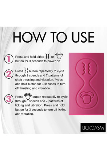 XR Brands - Lickgasm - Tease & Please Thrusting & Licking Dual Vibrator - Pink - Stag Shop
