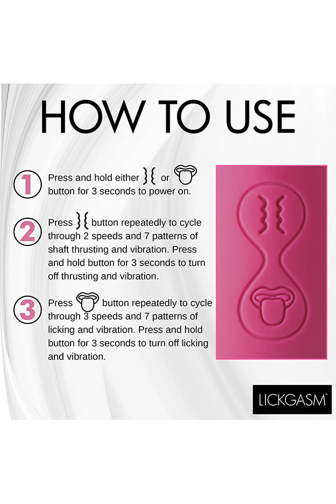 XR Brands - Lickgasm - Tease & Please Thrusting & Licking Dual Vibrator - Pink - Stag Shop