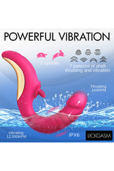 XR Brands - Lickgasm - Tease & Please Thrusting & Licking Dual Vibrator - Pink - Stag Shop