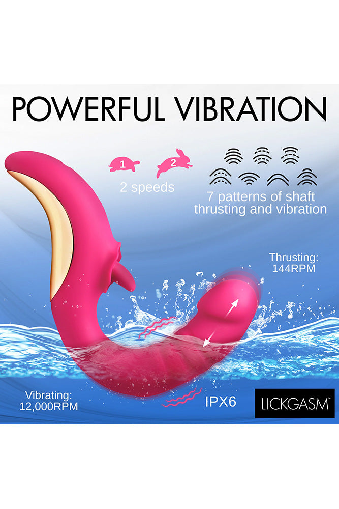 XR Brands - Lickgasm - Tease & Please Thrusting & Licking Dual Vibrator - Pink - Stag Shop
