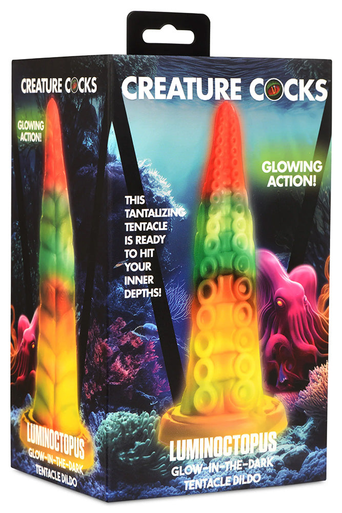 XR Brands - Creature Cocks - Luminoctopus Glow-in-the-Dark Tentacle Dildo - Multicolour - Stag Shop