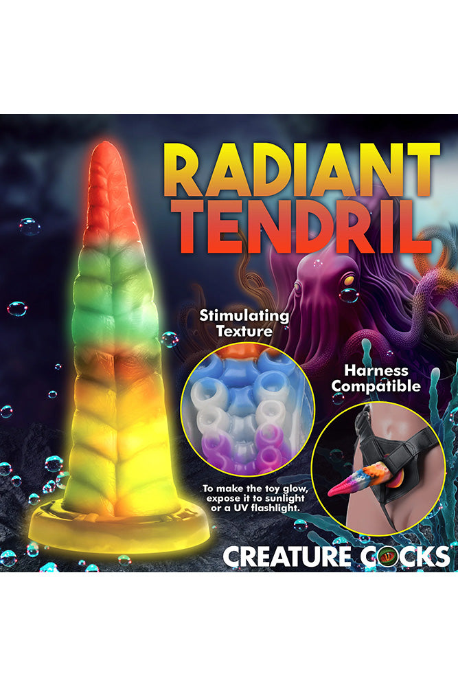 XR Brands - Creature Cocks - Luminoctopus Glow-in-the-Dark Tentacle Dildo - Multicolour - Stag Shop