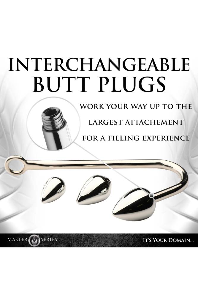 XR Brands - Master Series - Anal Hook Trainer Anal Hook With 3 Plugs - Silver - Stag Shop