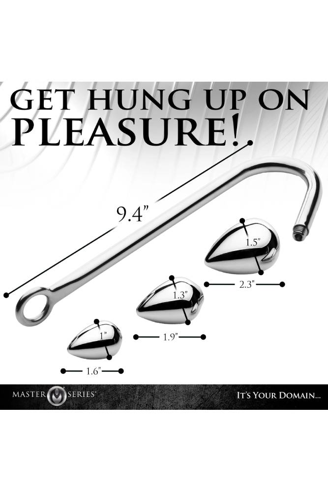 XR Brands - Master Series - Anal Hook Trainer Anal Hook With 3 Plugs - Silver - Stag Shop