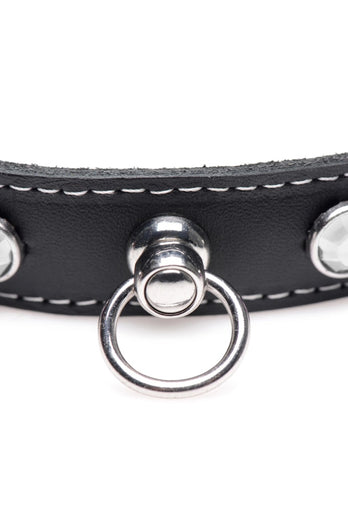 XR Brands - Master Series - Bling Vixen Choker with Rhinestones - Black/Clear - Stag Shop