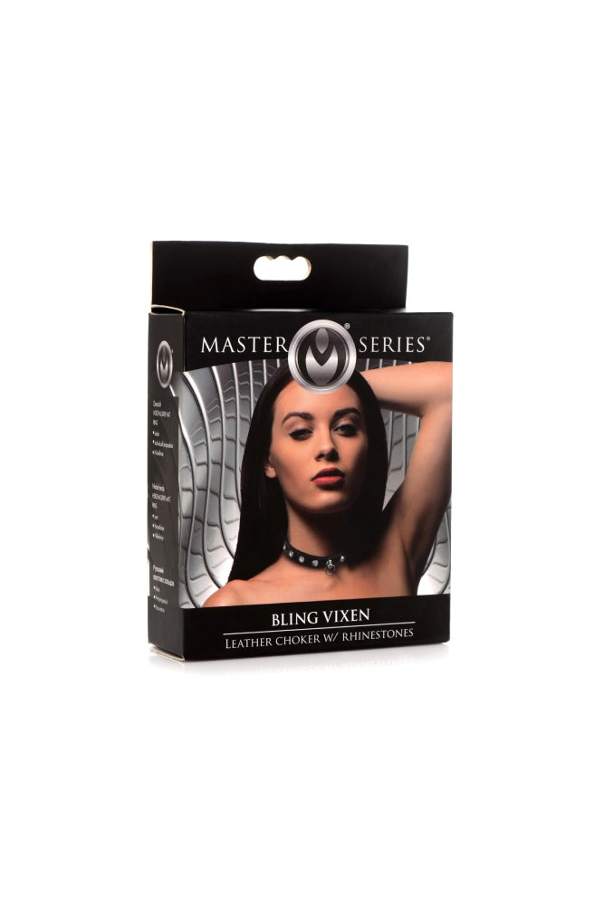 XR Brands - Master Series - Bling Vixen Choker with Rhinestones - Black/Clear - Stag Shop
