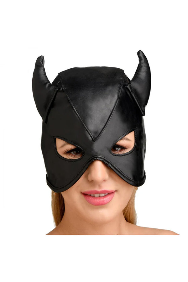 XR Brands - Master Series - Dungeon Demon Bondage Hood with Horns - Stag Shop