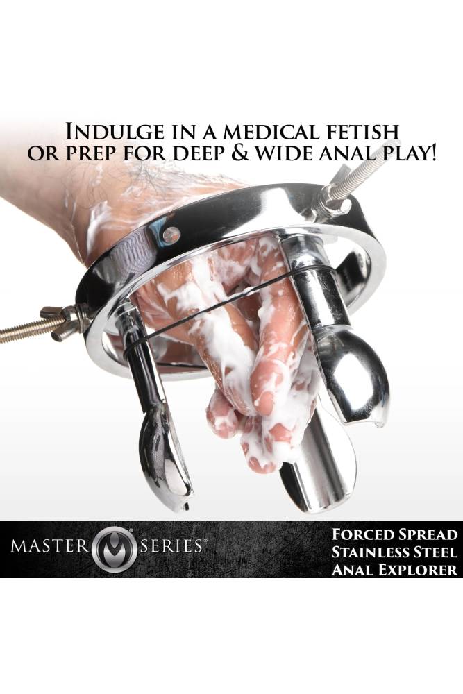 XR Brands - Master Series - Forced Spread Stainless Steel Anal Explorer - Silver - Stag Shop